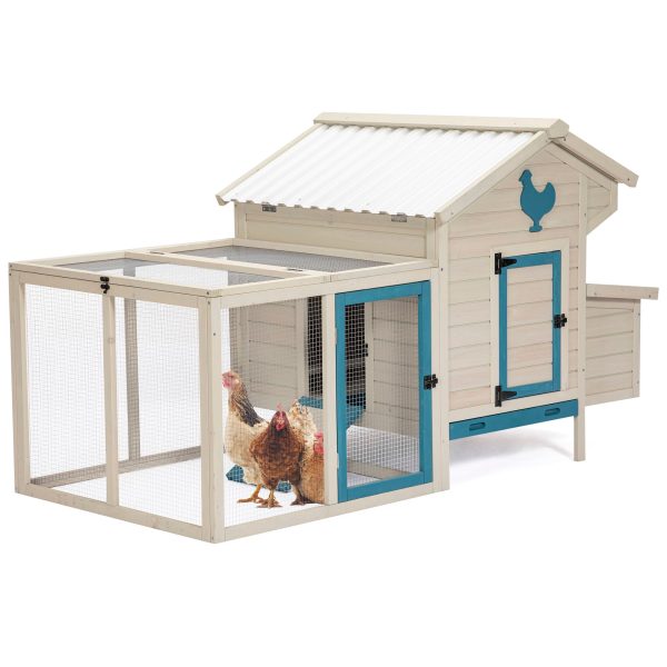 Weatherproof Outdoor Chicken Coop With Waterproof Pvc Roof. Outdoor Chicken Coop With Removable Bottom For Easy Cleaning, Large Space Coop Suitable For 5-7 Chickens - White Sale