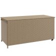 Outsunny - 83 Gallon Deck Box, Large Outdoor Storage Chest, Pe Wicker Trunk For Outside On Wheels For Garden Tools, Pool Toys & Patio Furniture Cushions - Brown Hot on Sale