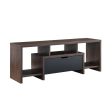 Two Toned Modern TV Stand With Three Shelves, Large Drawer - Walnut Oak   Black Sale