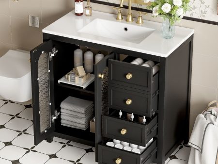 Bathroom Vanity With Two Soft Close Doors, Adjustable Shelves And Three Drawers For Sale