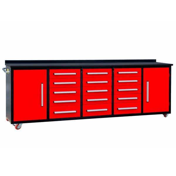 Storage Cabinet With Work Bench (15 Drawers & 2 Cabinets) - Blue Discount