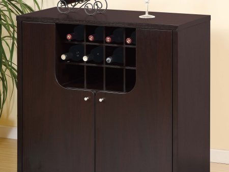 Wine Cabinet With Two Doors Removeable Wine Bottle Rack Metal Wine Glass Racks Four Shelves - Red Cocoa For Sale