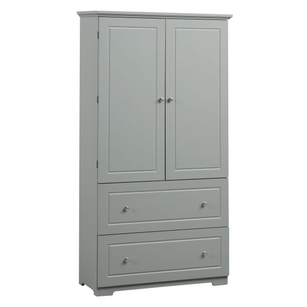 Wide Bathroom Storage Cabinet, Freestanding Storage Cabinet With Two Drawers And Adjustable Shelf, MDF Board With Painted Finish - Gray Cheap