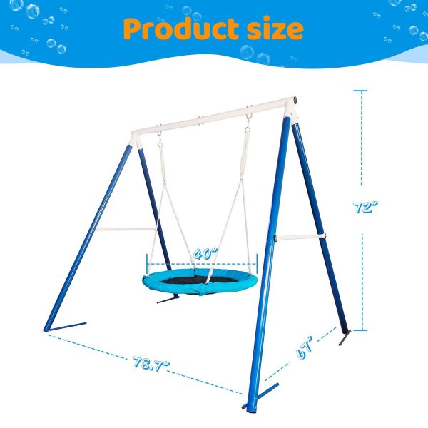 Metal Swing Stand With Saucer Outdoor Playground Metal Swing Set For Kids Outdoor Play Equipment - Antique Blue Cheap