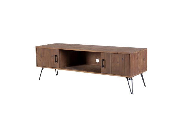 Industrial Style Reclaimed Wood Media TV Stand With Storage Cabinet For Living Media Room - Natural Fashion