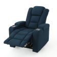 Wide - Power Standard Recliner Chair With Arm Storage With USB - Navy Blue Supply