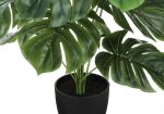 24  Tall, Artificial Plant, Monstera, Indoor, Faux, Fake, Table, Greenery, Potted, Real Touch, Decorative - Green   Black Supply