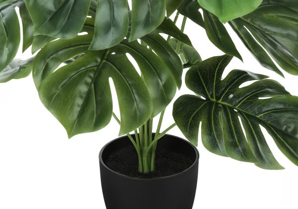 24  Tall, Artificial Plant, Monstera, Indoor, Faux, Fake, Table, Greenery, Potted, Real Touch, Decorative - Green   Black Supply