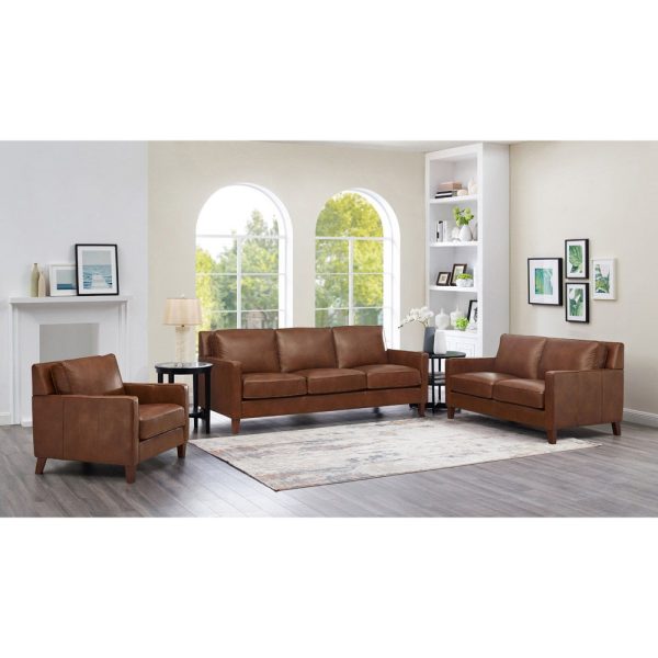 Ashby - Leather Loveseat - Pecan Sale