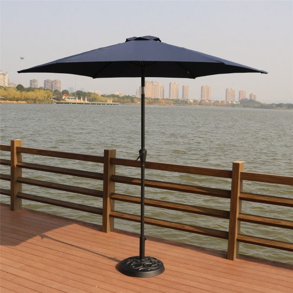 8.8  Outdoor Aluminum Patio Umbrella, Market Umbrella With 33 Pounds Round Resin Umbrella Base Lift For Sale