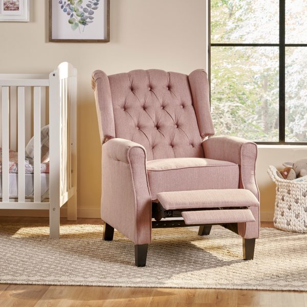 Wide Manual Wing Chair Recliner - Light Pink Supply