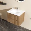 24  Wall Mount Bathroom Vanity Cabinet With - White Basin Sink Combo Floating - Walnut Fashion