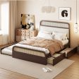 Wooden Platform Bed With Trundle And 2 Drawers Online