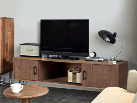 Industrial Style Reclaimed Wood Media TV Stand With Storage Cabinet For Living Media Room - Natural Fashion