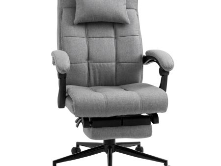 Vinsetto - Executive Linen-Feel Fabric Office Chair High Back Swivel Task Chair With Adjustable Height Upholstered Retractable Footrest, Headrest And Padded Armrest - Light Gray Cheap