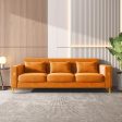 Velvet Sofa With Pillows And Gold Finish Metal Leg For Living Room Online now