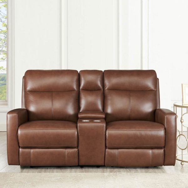 Vienna - Power Headrest Zero Gravity Reclining Loveseat With Console - Brown For Cheap