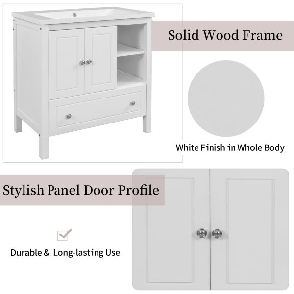 Bathroom Vanity With Sink, Bathroom Storage Cabinet With Doors And Drawers, Solid Wood Frame, Ceramic Sink For Sale