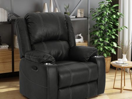 Glider Recliner With Steel Cup Holders - Black Hot on Sale