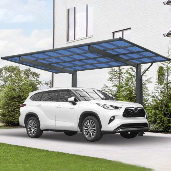 Outdoor Carport, Single Carport Aluminum Metal Frame And Polycarbonate Panels Car Port For Outdoor Driveway Car, Truck - Charcoal Hot on Sale