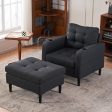 Upholstered Armchair And Storage Ottoman Set, Comfortable Single Sofa With Cup Holders And Tufted Detailing, Ideal For Living Room Or Bedroom Sale