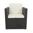 11 Piece Patio Wicker Conversation Set, 10 Seater Patio Sectional Set With 3 Storage Box Under Seat - Brown   White Cheap