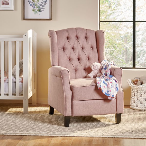 Wide Manual Wing Chair Recliner - Light Pink Supply