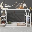 Wood House Bed With Storage Shelf And Hanger, Kids Bedroom Set Cheap