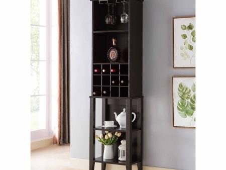 Wooden Wine Bottle Rack Metal Wine Glass Rack Four Shelves - Red Cocoa   Espresso Hot on Sale