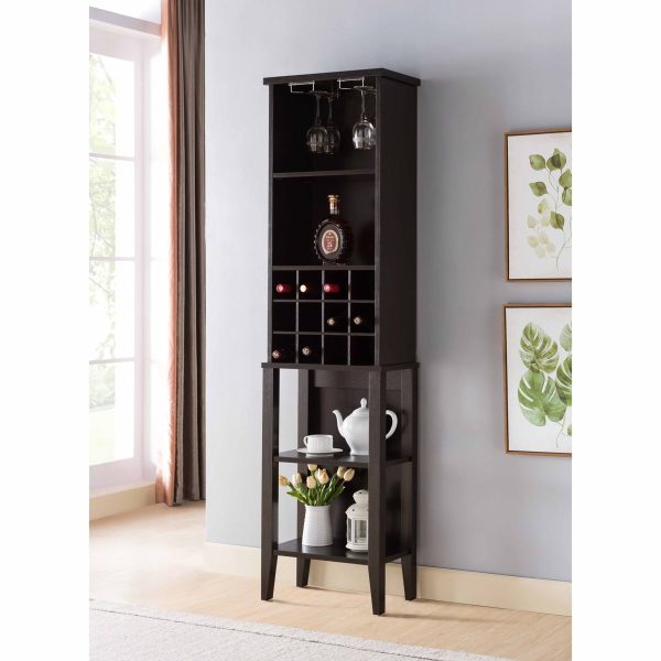 Wooden Wine Bottle Rack Metal Wine Glass Rack Four Shelves - Red Cocoa   Espresso Hot on Sale