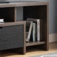 Two Toned Modern TV Stand With Three Shelves, Large Drawer - Walnut Oak   Black Sale