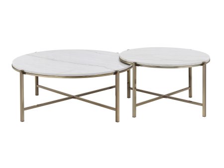 Zaidee - Marble Top Nickel Nesting Table Set - White Hot on Sale