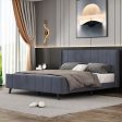 Upholstered Platform Bed, Velvet For Sale