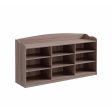 Wooden Shoe Storage Bench, Nine Storage Shelves, Entryway Organizer - Dark Taupe Online now