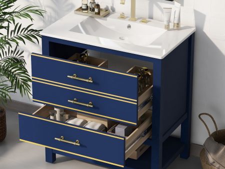 Modern Bathroom Vanity Cabinet, Combo With Open storage, Two Drawers Sale