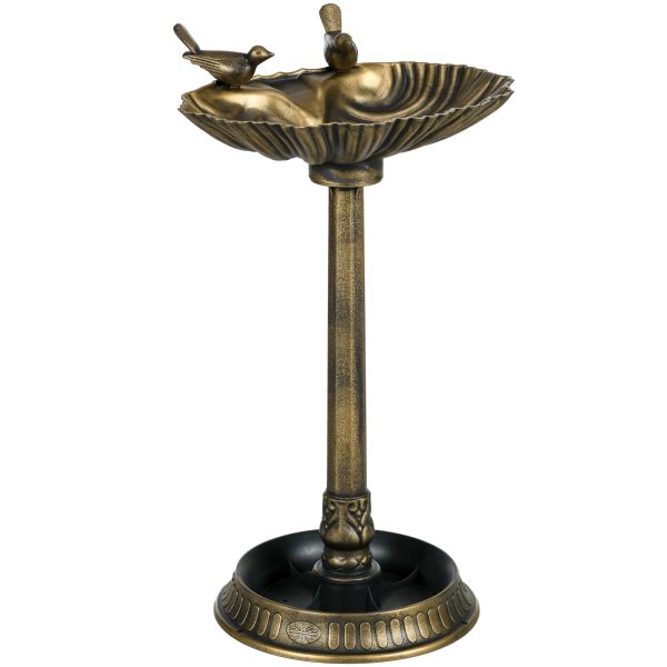 Outsunny - Antique Bird Bath With Pedestal Flower Planter Base, Vintage Style Decorative Birdbath, Bird Feeder Bowl & Planter Decoration Yard Statue - Bronze Online Hot Sale