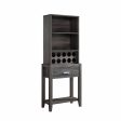 Wine Bar Cabinet, Kitchen Storage Cabinet With Drawer And Open Shelves - Distressed Gray Supply