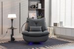 270 Swivel Glider Recliner Chair, Power Recliner Rocking Chair, USB Port Charge For Nursery Chair With Atmosphere Lamp For Living Room Bedroom Apartment Fashion