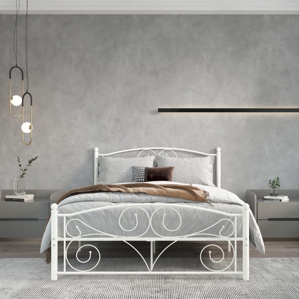 Unique Flower Sturdy System Metal Bed Frame With Headboard And Footboard on Sale