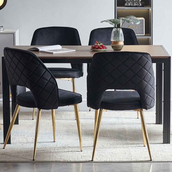 Velvet Dining Chairs With Metal Legs And Hollow Back Upholstered Dining Chairs Discount