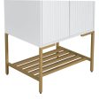 Bathroom Vanity With Sink, Bathroom Vanity Cabinet With Two Doors And Metal Frame, Open Storage Shelf - White   Gold Supply