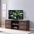 Home Entertainment Console, TV Stand With 4 Drawers, 2 Shelves - Walnut Oak Online Hot Sale