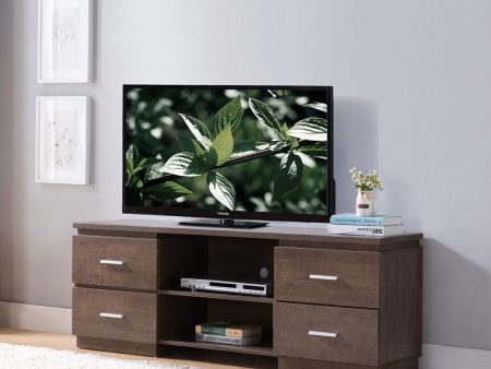 Home Entertainment Console, TV Stand With 4 Drawers, 2 Shelves - Walnut Oak Online Hot Sale