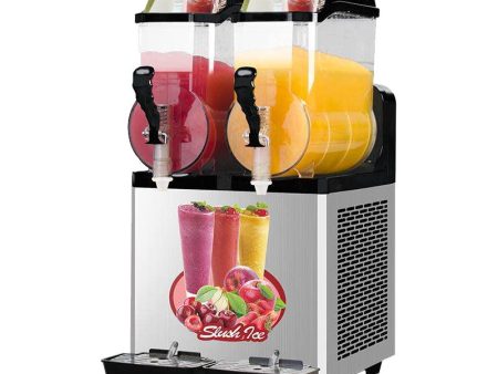 110V Commercial Slushy Machine 30L Double Tank 950W Stainless Steel Margarita Frozen Drink With Powerful Compressor Efficient Cooling Perfect For Supermarkets Cafes Restaurants Bars - Silver For Cheap