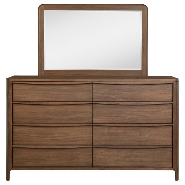 Maderia - 8-Drawer Dresser And Mirror - Walnut For Discount