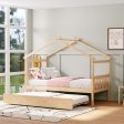 Wooden House Bed With Twin Size Trundle Hot on Sale