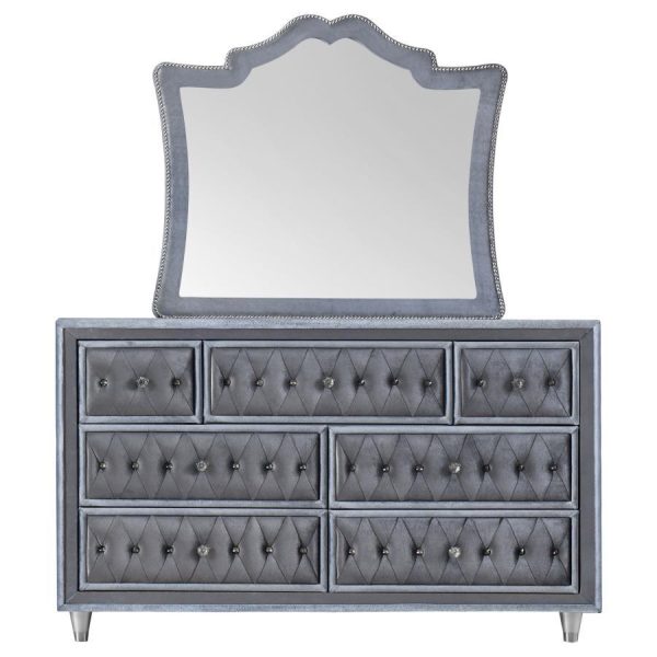 Antonella - 7-Drawer Upholstered Dresser With Mirror For Discount