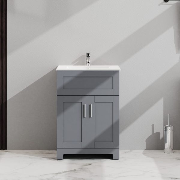 Bathroom Sink Vanity Laundry Utility Cabinet - Gray Online Sale