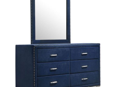 Melody - 6-Drawer Upholstered Dresser With Mirror on Sale