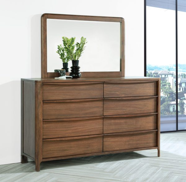 Maderia - 8-Drawer Dresser And Mirror - Walnut For Discount